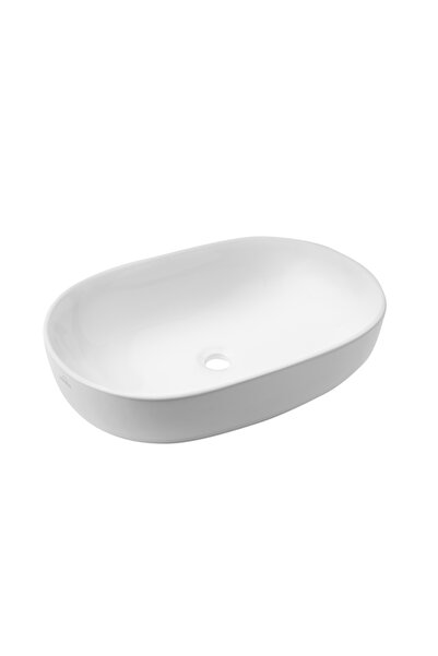 Invena Lavoar oval de blat KORFU 60 cm alb lucios