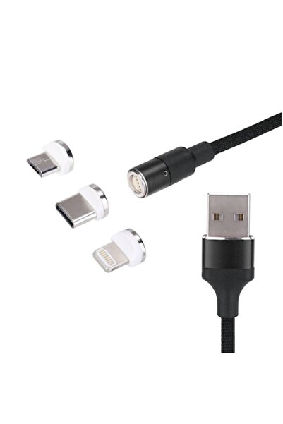 SOHO Cablu de încărcare 3 în 1 Micro USB, Tip-C, Lightning 1 m, Textil, Negru