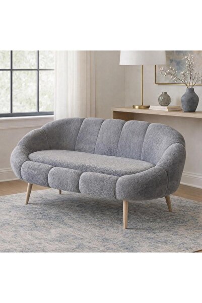 KOKİ DESİGN LİDA 2 li Uzun Koltuk Berjer Wellsoft Gri (Salon , Balkon ,Ofis)