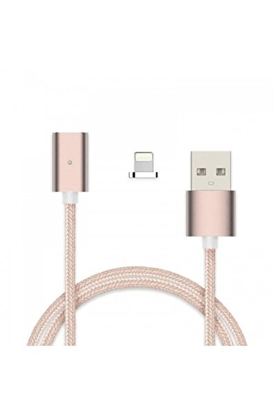 Bibilel Cablu de date/încărcare magnetic Lightning, 1 m, textil, auriu roz