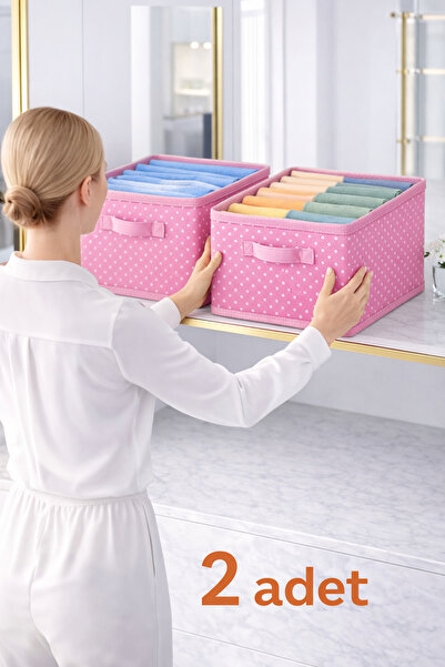 Lumtex Home Textile 2adet PEMBE DESENLİ -Dolap içi Düzenleyici,Raf Düzenleyic...