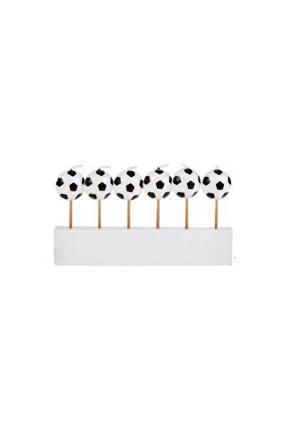 baloanepetrecere.ro Set of 6 soccer ball cake candles 7 cm