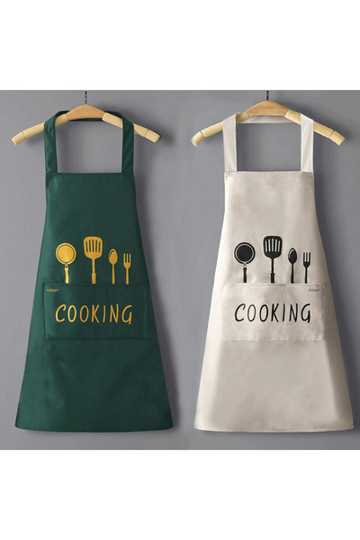 PriStyle Kitchen Apron with Large Pocket and Print, Stain and Water Resistant...