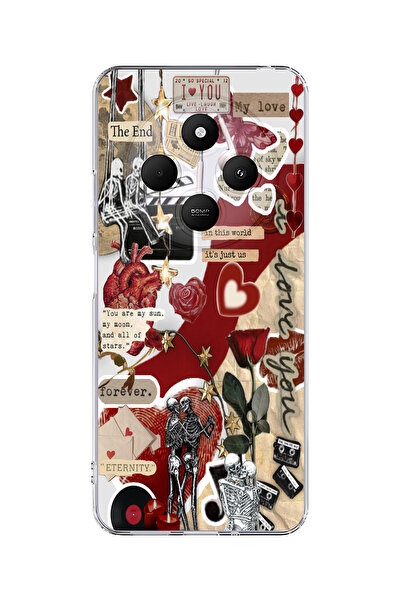 moonset Redmi 14C Uyumlu Baskılı Yumuşak Silikon Şeffaf Telefon Kılıfı