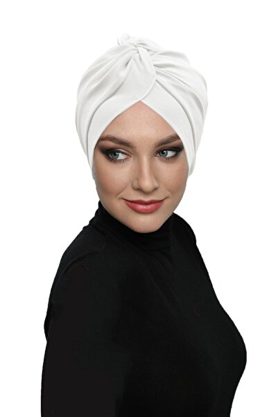elysianfidan Cream Ready-made Hijab Hijab Outdoor and Pool Cap with Cross Hooks