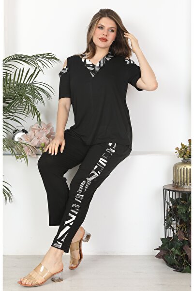 Butik Nilyam Women's Plus Size Shoulder Window Detailed Flexible Bottom - Top...