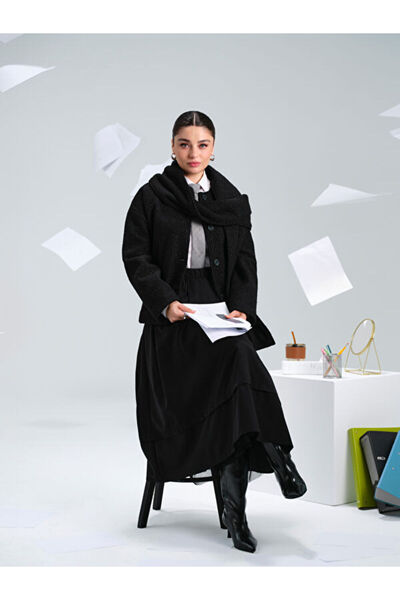 LC Waikiki Sparkling Choices Shawl Roba Collar Women's Coat from Shining Store