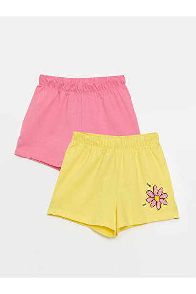 LC Waikiki Rmz Gi̇yi̇m Farkiyla Floral Baby Girl Shorts with Waist Cord, Pack...