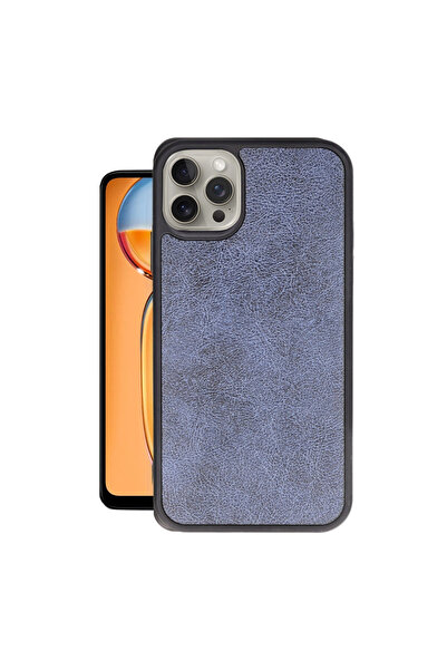 eco port iPhone 14 Pro Case Aras Leather Cover - Navy Blue
