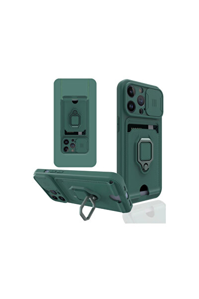 eco port Iphone 14 pro case zuma business card ring silicone - green