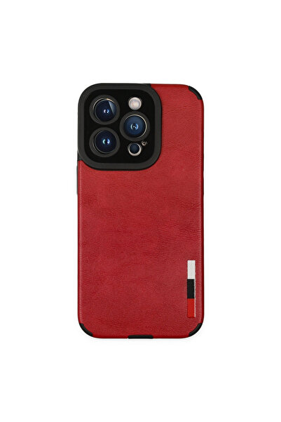 eco port Iphone 14 pro max case loop leather silicone - red