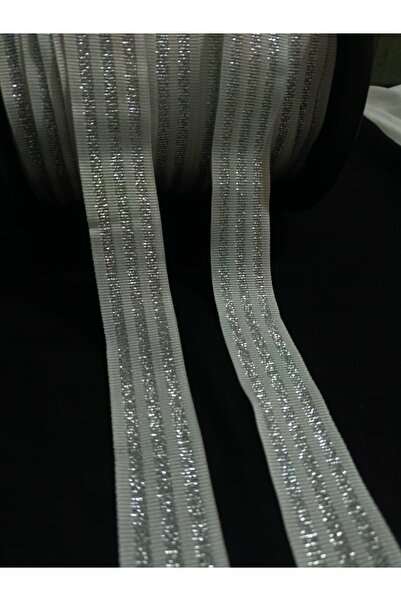 ULUPAMİR شريط زخرفي مخطط بلون إكرو فاتح مع لمعان