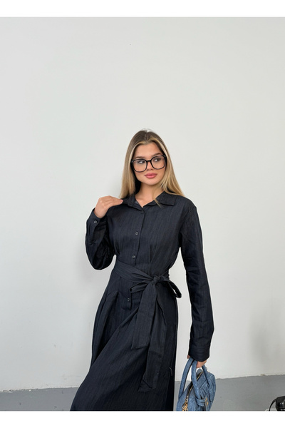 Queensland Belted Button Detailed Long Shirt Dress