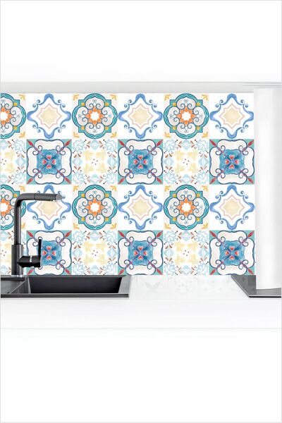 Piksel Grafik Mediterranean Tile Pattern Self-Adhesive Kitchen Sticker