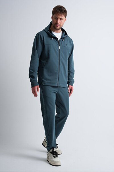 Shooter Sportswear Erkek Fermuarlı Kapüşonlu Gizli Cep Detaylı Eşofman Takımı