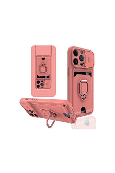 eco port Iphone 14 pro case zuma business card ring silicone - pink