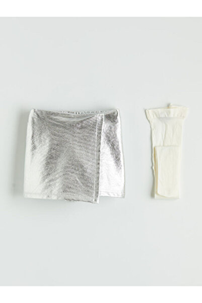 LC Waikiki RMZ GİYİM FARKIYLA Parlak Görünümlü Kız Çocuk Şort Etek ve Külotlu...