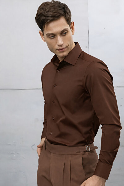 Zikuv Slim Fit Long Sleeve Easy Ironing Sweat Absorbing Breathable Texture Ti...