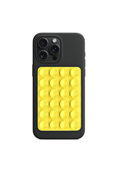 Techsuit Adhesive phone holder with suction cups SY-PAD, yellow