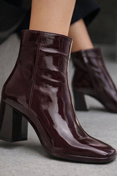 ALANCE Valeria Kadın Hakiki Deri Kare Burun Blok Topuklu Fermuarlı Günlük Bot