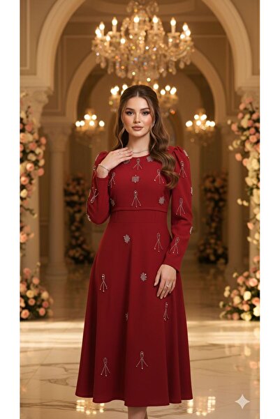 NARCISSUS FASHION Women's midi dress with long sleeves