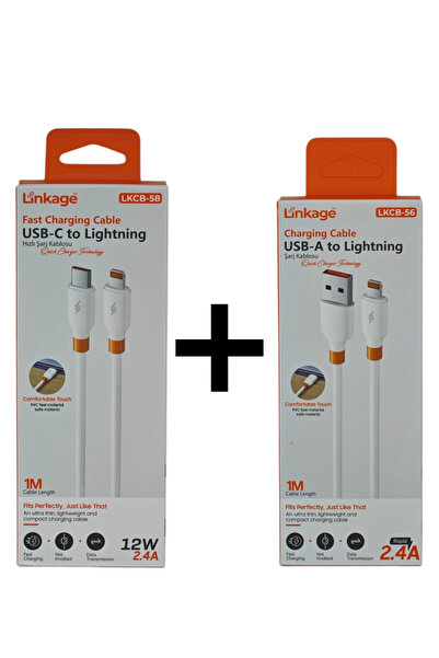 Linkage şarj kablosu 2.4A 12W USB-C To Lightning-Linkage 2.4A USB-A To Lightn...