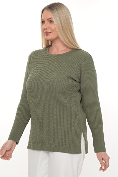 İKSUN Women's Long Sleeve Crew Neck Knitwear Sweater Blouse Combed Cotton Mot...