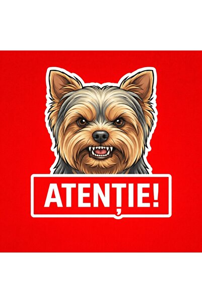 OEM Warning sign banner Attention Dog Yorkshire Terrier 30x30cm