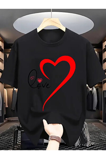 ibibik moda Ειδικό T-Shirt από βαμβάκι με στάμπα LOVE και λαιμόκοψη ποδηλάτου
