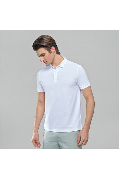 Giordano قميص بولو رجالي ضيق سادة من قماش البيكيه مع ياقة محبوكة مسطحة ولمسة ...