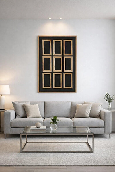 MARIA HOMES Modern Geometric Wall Art 120x80cm Wood Frame Decor for Living Ro...