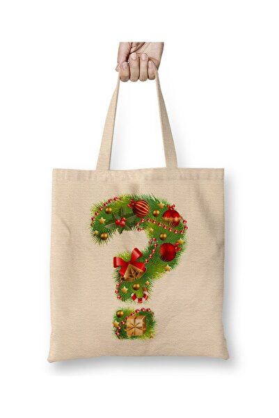 Toyaso New Year Christmas Special Question Mark White Tote Bag Long Handle Sh...