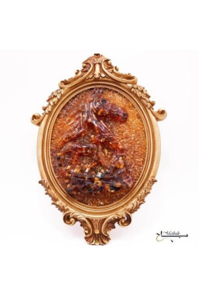 Generic Handmade Natural Amber Horse Wall Art – Luxury Framed Amber Sculpture
