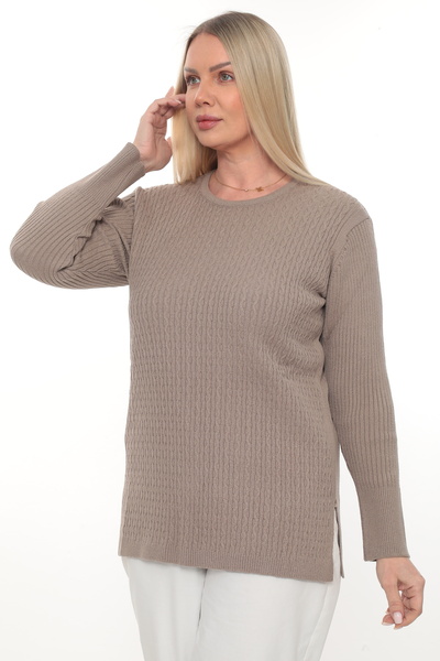 İKSUN Women's Long Sleeve Crew Neck Knitwear Sweater Blouse Combed Cotton Mot...