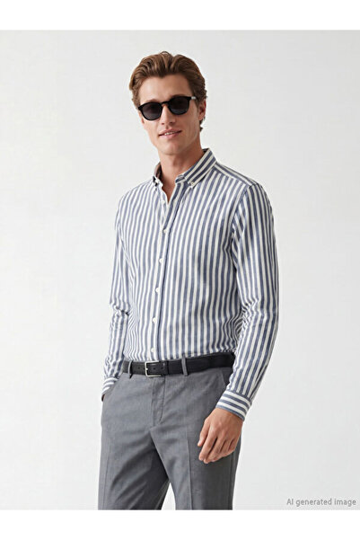 LC Waikiki Rmz Gi̇yi̇m Farkiyla Standard Fit Striped Men's Shirt