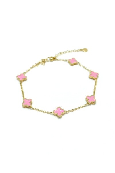 ATALYA ACCESSORY سوار ميني يونكا النسائي - لون ذهبي مع أحجار وردية، مصنوع من ...