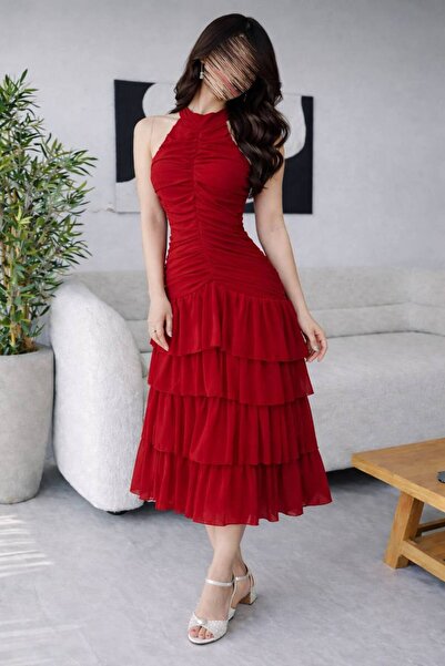 Bamah Soft midi dress in red