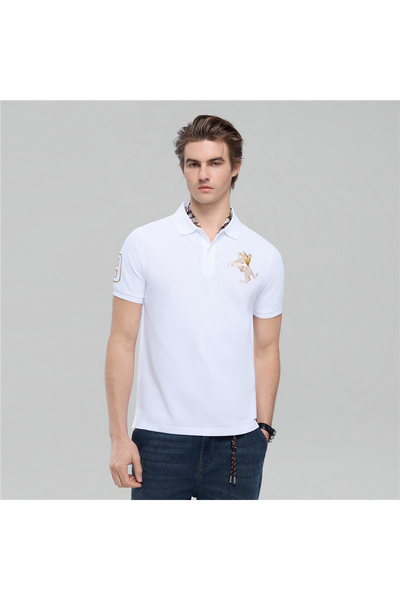 Giordano Men’s Slim Fit Napoleon Embroidery Lycra Pique Polo