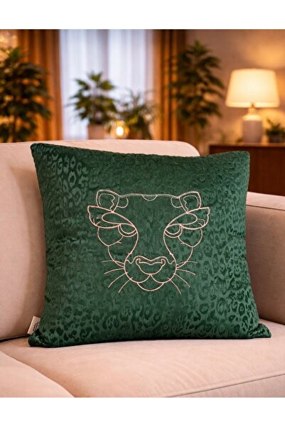 NO BRAND Embroidered Leopard Pattern Velvet Throw Pillow Cover