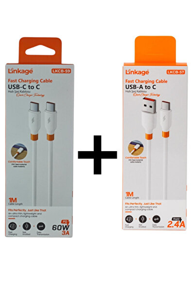 Linkage ŞARJ KABLOSU 3A PD 60W USB-C to Type-C +Linkage Şarj Kablo Usb-C Type...