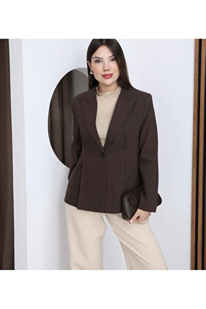 Enter Kahverengi Pile Detaylı Blazer Bezayağı Ceket