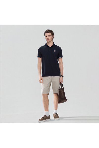 Giordano Men’s Cotton Slim Performance Polo with Small Lion Embroidery