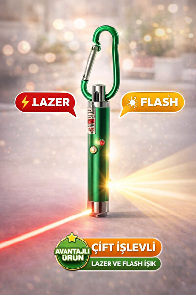 MACK PLUS Kedi Oyun Lazeri Kırmızı Işık ve Flash Özellikli Anahtarlık – Pil D...