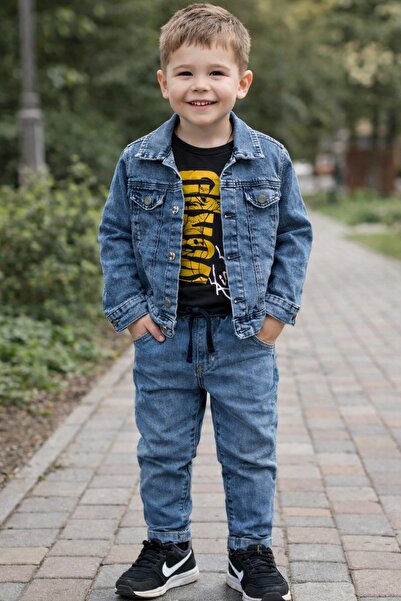 Yalçınoğlu Kids Dečački traper set od 3 delova – traper jakna, pantalone i Št...