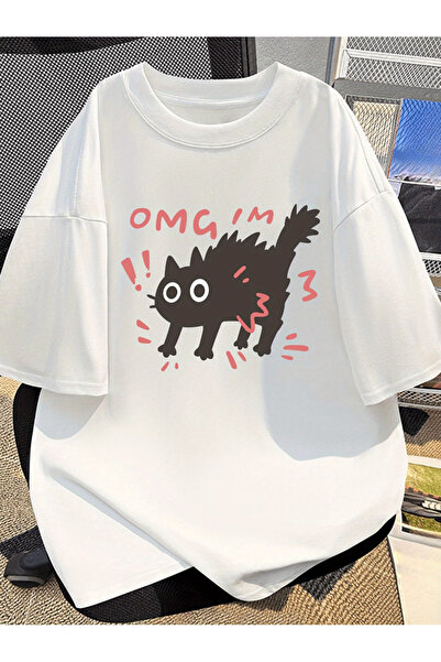 ibibik moda Unisex Oversize OMG Βαμβακερό T-shirt με στάμπα και κοντό μανίκι,...