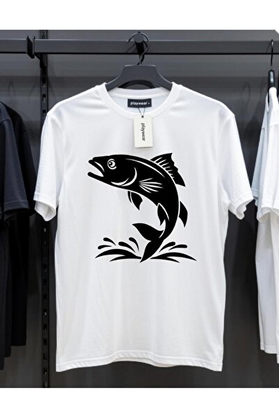 playwear PLAY WEAR Tricou unisex cu imprimeu SHADOW FISH, cu guler rotund