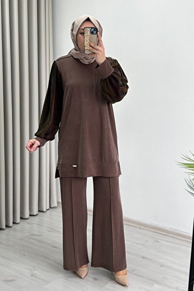 T Moda Store Tripen Yeni Sezon İpek Kupra Kol Detaylı Tesettür İkili Takım