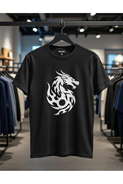 playwear PLAY WEAR Tricou unisex cu imprimeu DRAGON MINIMAL, cu decolteu rotund