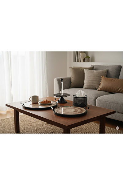 Generic A modern hospitality set including serving trays, a cup holder, and a...