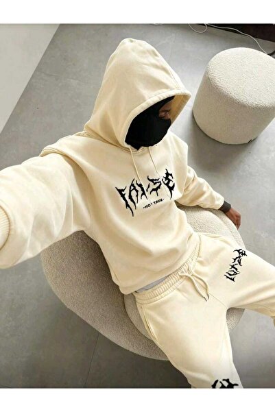 DİVİN Unisix Printed I Oversized Sweatahırt -Eşofman Altı 2Li Takım